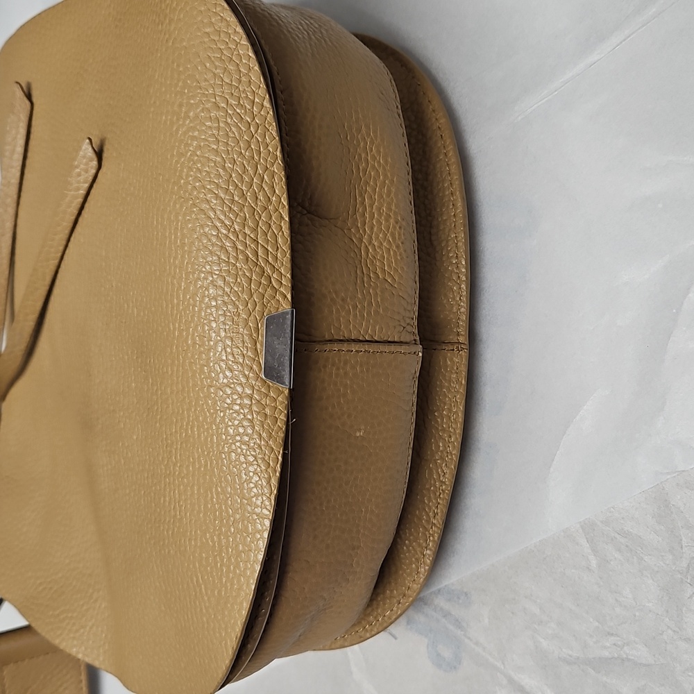 All Saints Round Tan Pebbled Leather Crossbody Bag Silver Hardware - Picture 14 of 14